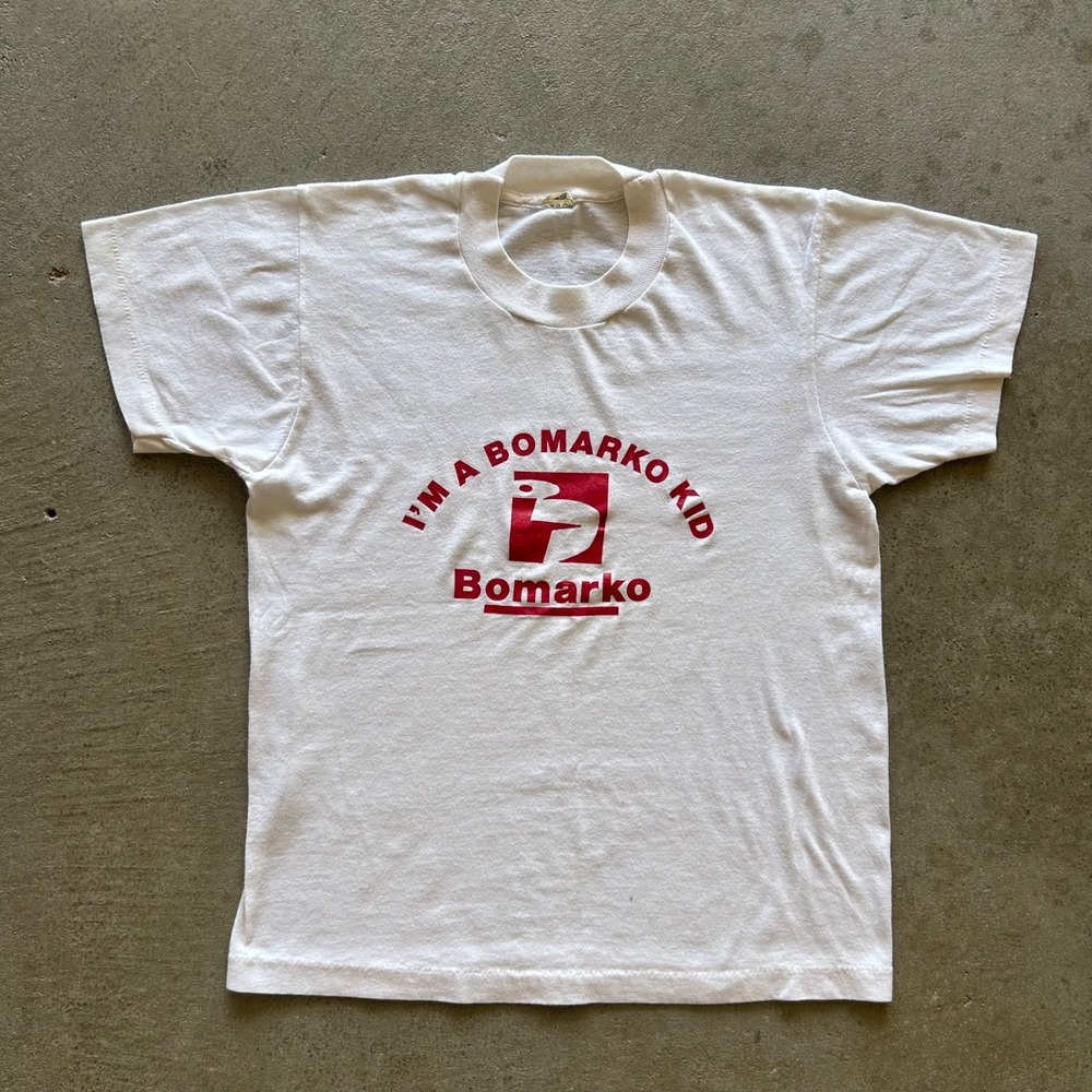 Vintage 80s Im A Bomarko Kid Shirt Youth XL 14-16 White Paper Products USA Made
